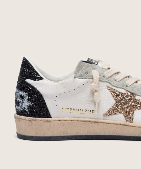 Women's Ball Star in nappa and suede with glitter star and black heel tab