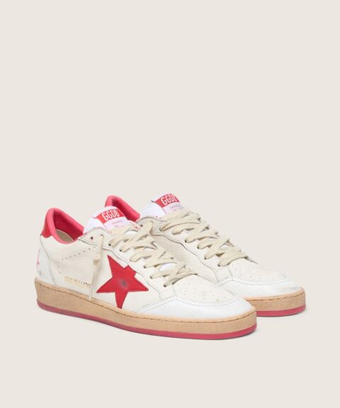 Women's Ball Star Wishes in white leather with a red star and heel tab