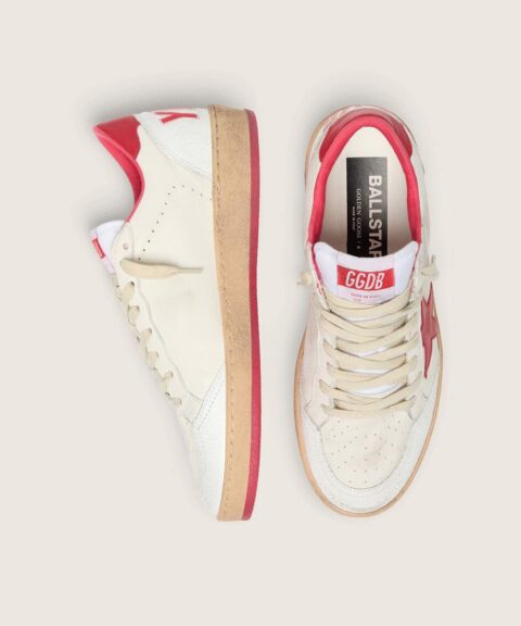 Women's Ball Star Wishes in white leather with a red star and heel tab