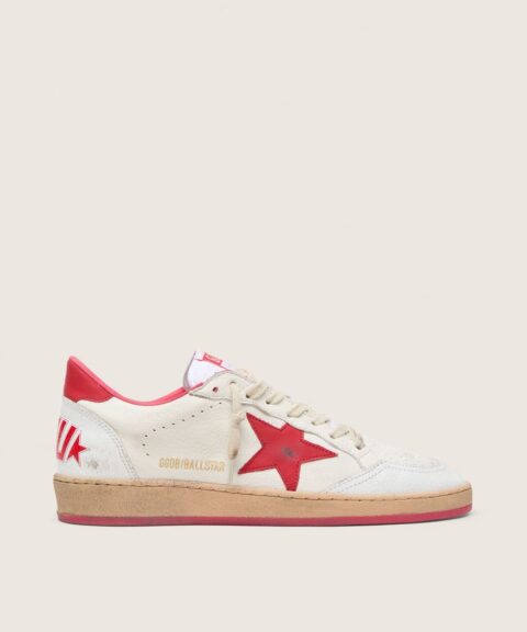 Women's Ball Star Wishes in white leather with a red star and heel tab