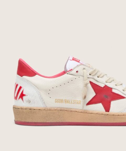 Women's Ball Star Wishes in white leather with a red star and heel tab