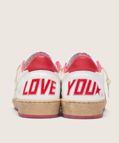 Women's Ball Star Wishes in white leather with a red star and heel tab