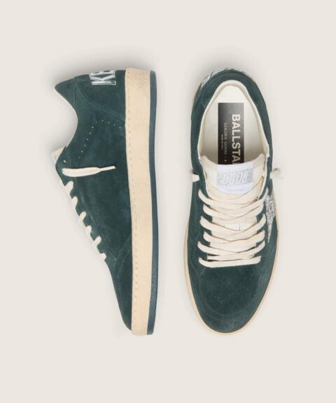 Women's Ball Star in green suede with silver glitter star