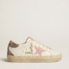 Hi Star in white leather with pink suede star and pink glitter heel tab